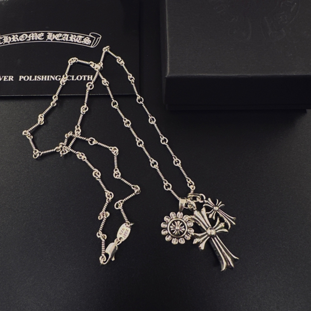 Chrome Hearts Sunflower Dual Cross Necklace